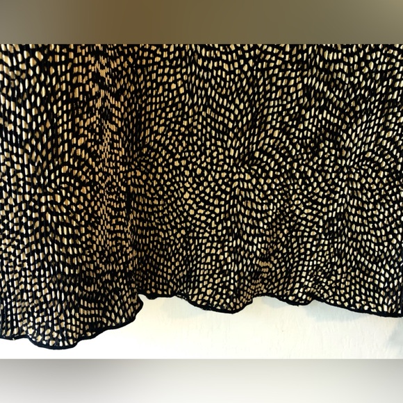 Choices Woman Gold Back Abstract Spots Mini Ruffle Hem Micro Pleat Maxi Skirt 1X - Picture 3 of 3